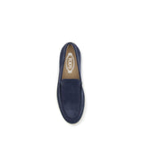 Tod's Blue Calf Leather Bos Taurus Slip-On Loafers