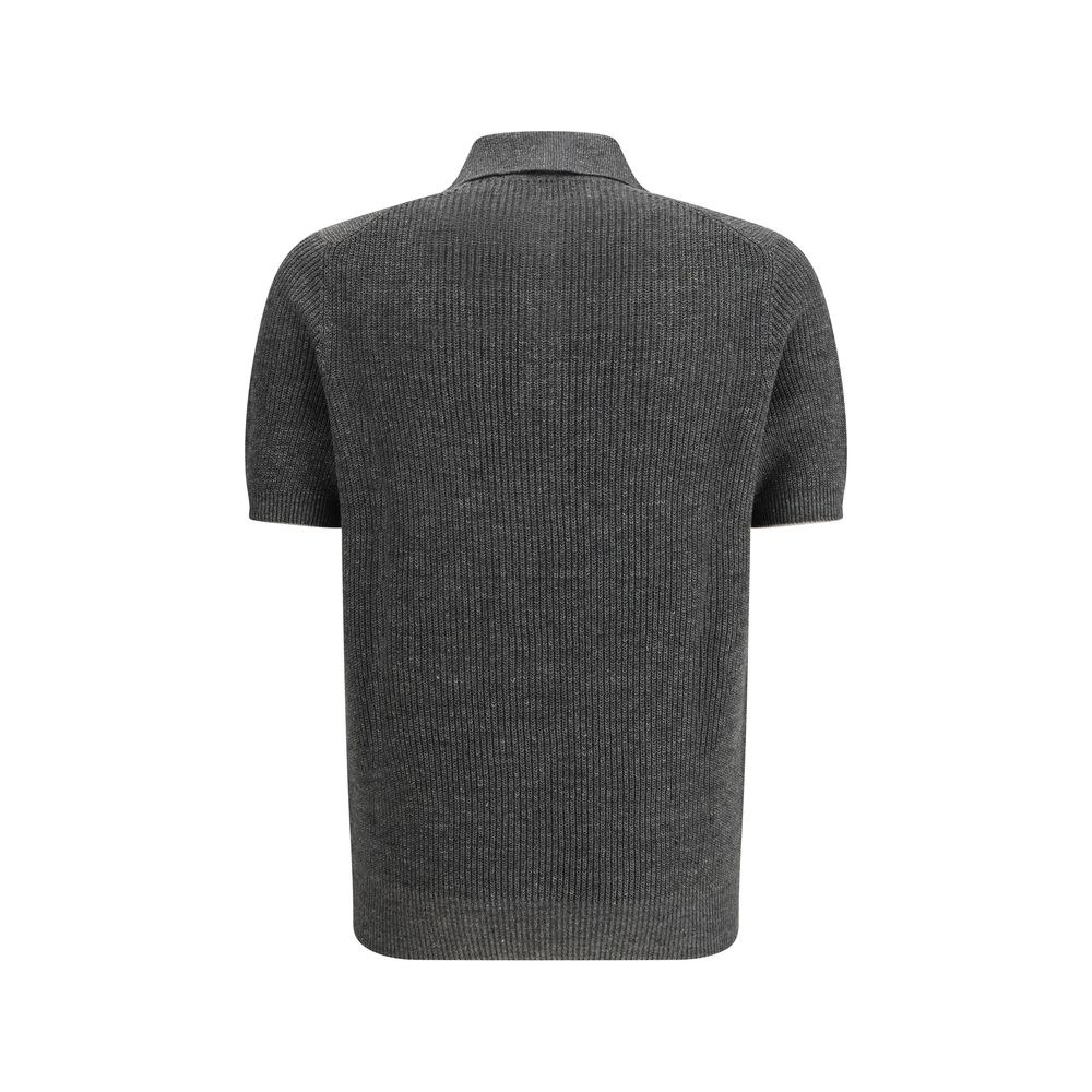 Brunello Cucinelli Gray Cotton Polo Shirt