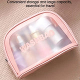 Clear Pink Toiletry Bag for Travel Essentials Organizer