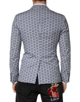 Dolce & Gabbana Blue Cotton Patterned Single Breasted Blazer