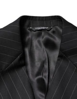 Dolce & Gabbana Dark Gray Stripes Double Breasted 2Button Blazer