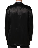 Dolce & Gabbana Black Silk Double Breasted 2 Button Blazer