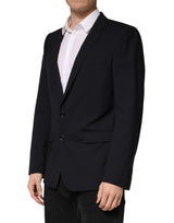 Dolce & Gabbana Dark Blue Wool Single Breasted 2 Button Blazer