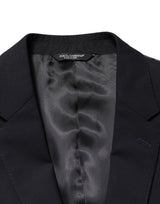 Dolce & Gabbana Dark Blue Wool Single Breasted 2 Button Blazer