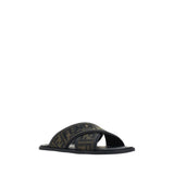 Fendi Black Calf Leather Bos Taurus Flat Sandals