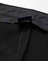 Aspesi Black High Waist Zip Straight Chino Trouser Pants