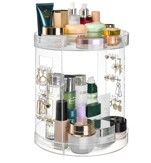 Diamond Pattern Acrylic Rotating Makeup Organizer