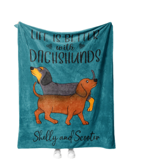 Cozy Flannel Dachshund Blanket for Home and Travel