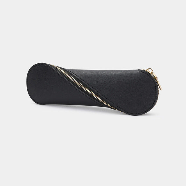 Slim Pencil Case Makeup Brush Holder with Zipper Pouch