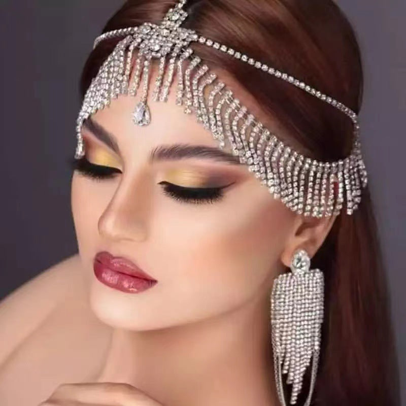 Bohemian Rhinestone Forehead Chain Hair Accessory