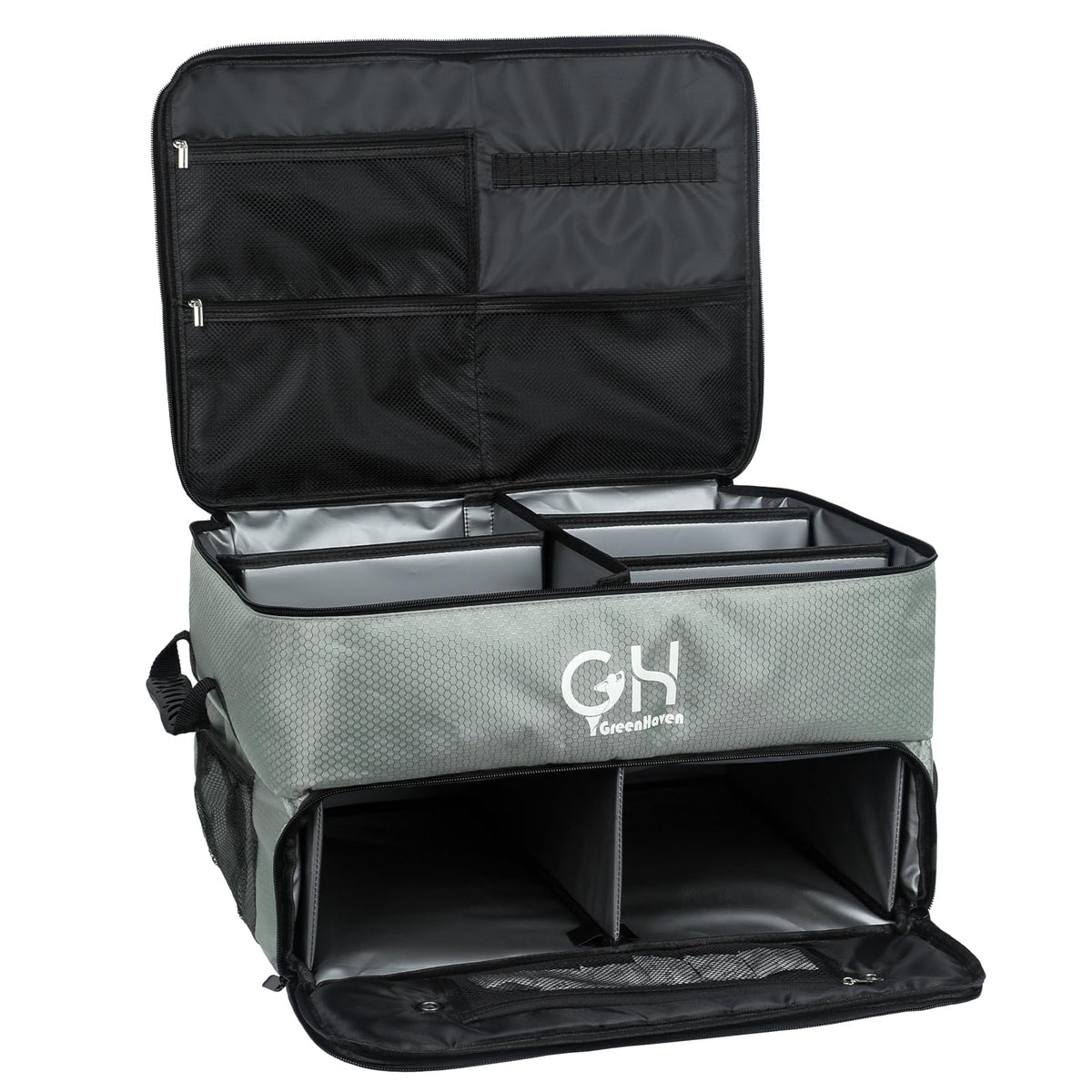 GreenHaven Golf Trunk Organizer Waterproof Car Golf Shoes Bag with Separate Ventilated Compartments Large Golf Storage Box for Shoes Golf Balls Tees Clothes Gloves Accessories Golf Gift for Men(Grey)