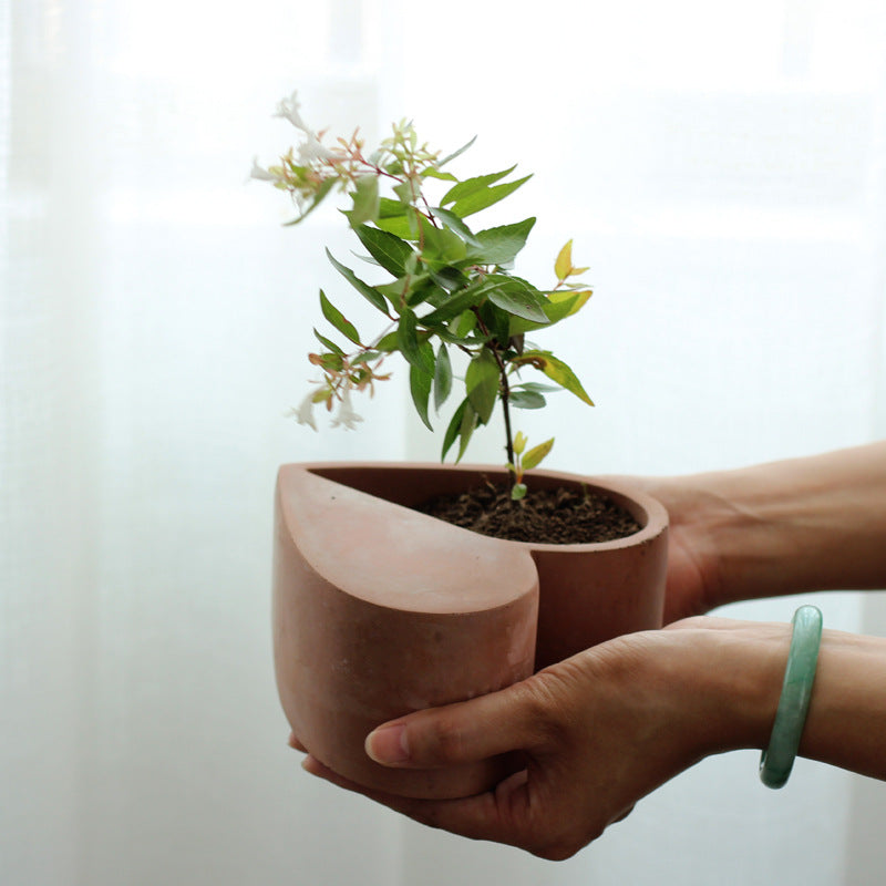 Creative Heart-Shaped Concrete Planter for Succulents