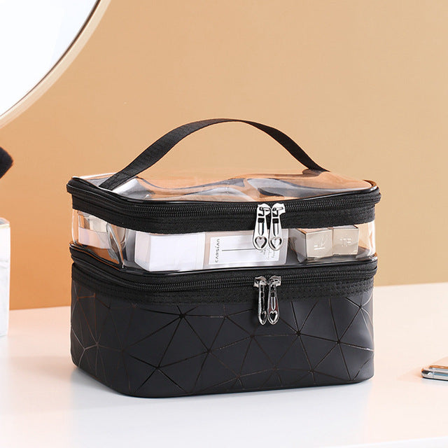Transparent Travel Makeup Organizer with Large Capacity