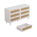 Drawers Rattan Storage Cabinet Rattan Drawer,for Bedroom,Living Room,White
