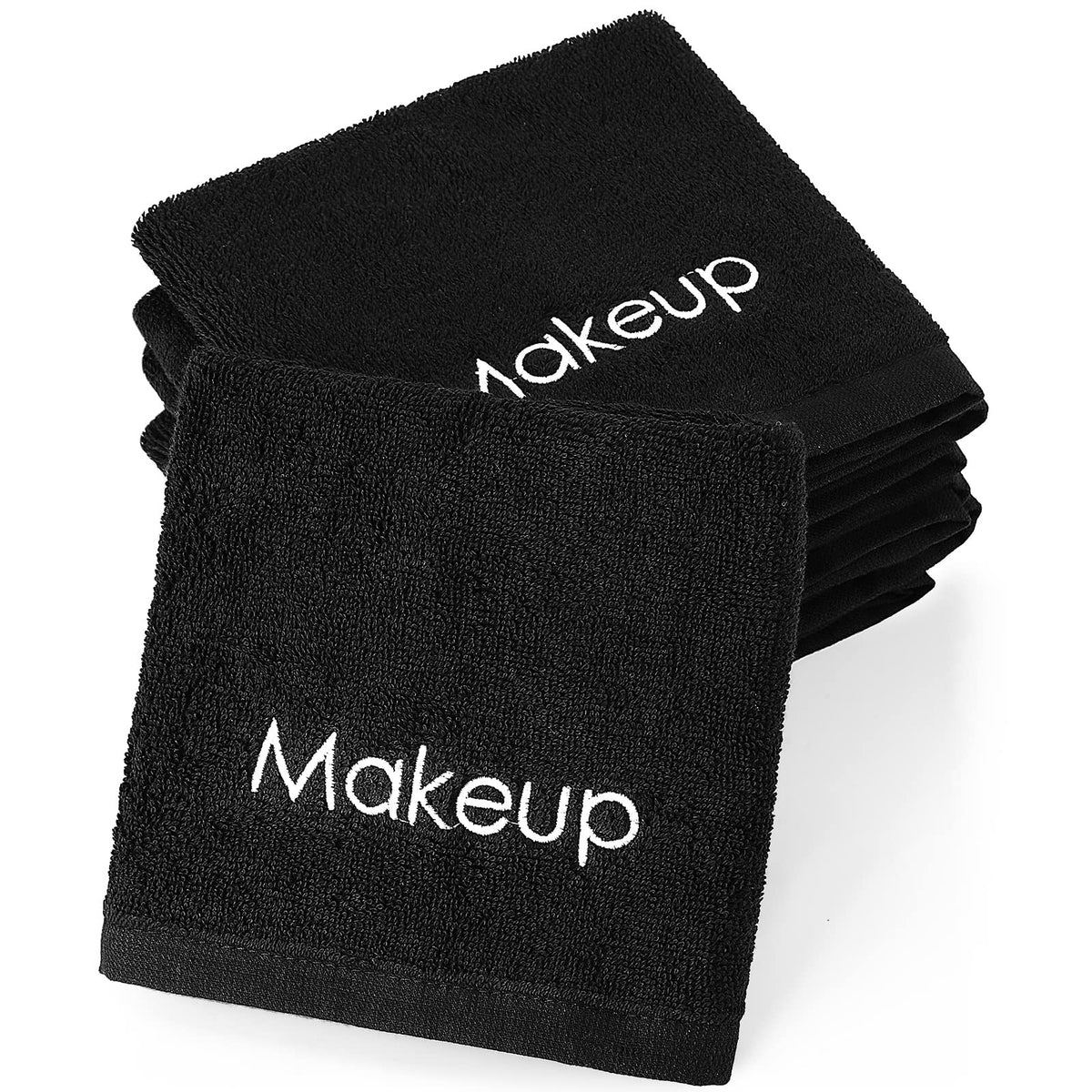 13 x 13 Inch Makeup Washcloths Reusable Makeup Remover Cloths Facial Cleansing Makeup Towels Cotton Soft Cosmetic Towel Water Absorbent Make up Cloth Face Towels for Women Skin Care Black (12 Pcs)
