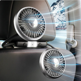 Car Double-Headed Seat Fan with Light and Flexible Hose - Black