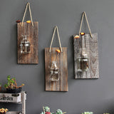 Creative Wooden Hydroponic Glass Vase Wall Decor