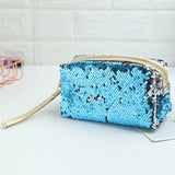 Portable Sequin Makeup Organizer Bag with Zipper Closure