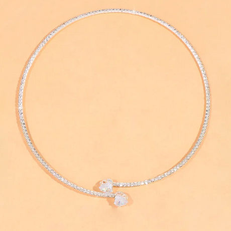Elegant Heart Rhinestone Collar Necklace