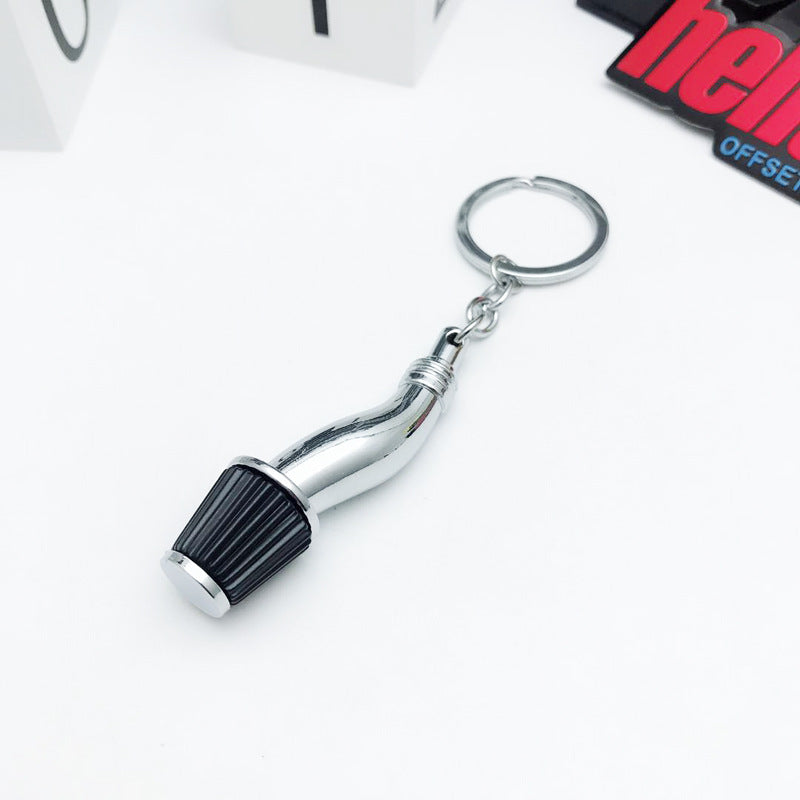 Car Modification Metal Keychain with Air Filter Pendant