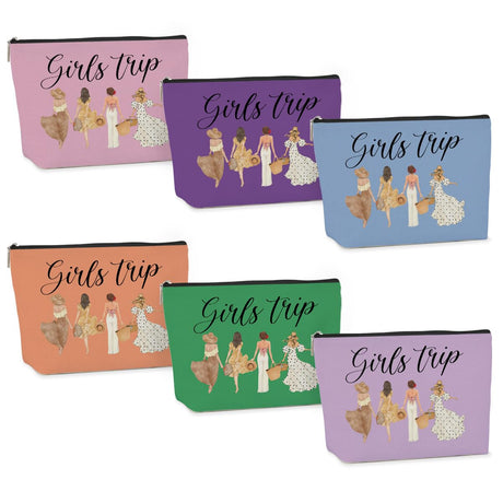6 PCS Girls Trip Gifts Favors Girls Trip Bag Girls Trip Makeup Bag Girls Weekend Gifts for Women Girls Weekend Gifts Ideas for Her Cosmetic Bag Weekender Bag for Women Christmas Holiday Vacation