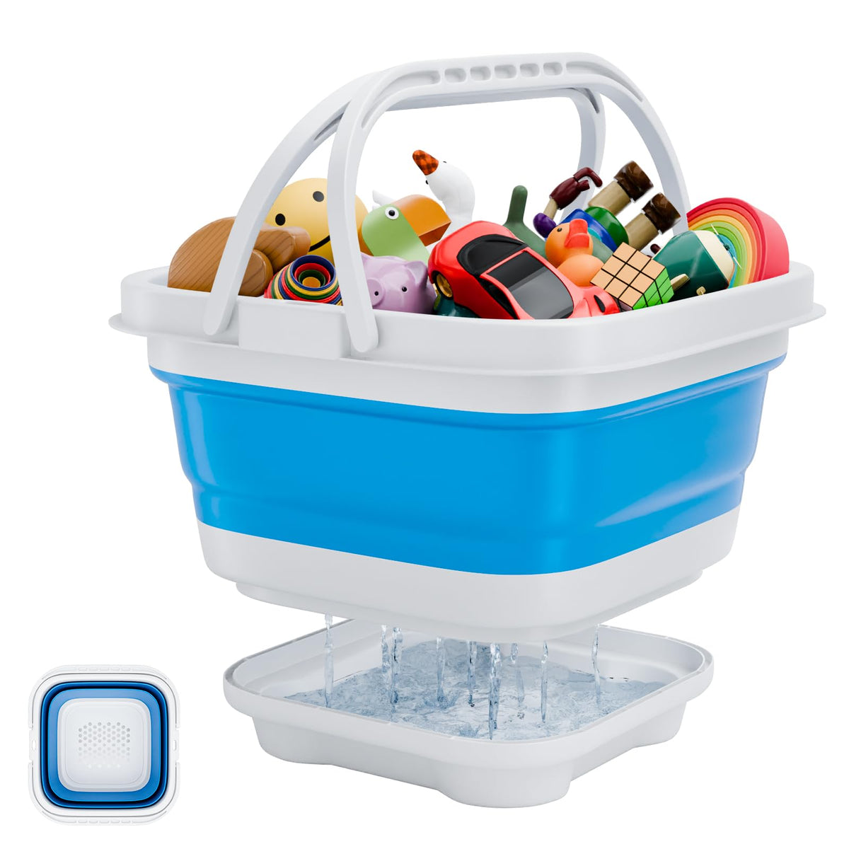 Steipirr Bath Toy Storage Organizer - Foldable Bath Toy Holder for Bathtub Bathtub Toy Storage with Removable Drying Base Bathroom Toy Storage with 2 Hooks