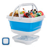 Steipirr Bath Toy Storage Organizer - Foldable Bath Toy Holder for Bathtub Bathtub Toy Storage with Removable Drying Base Bathroom Toy Storage with 2 Hooks