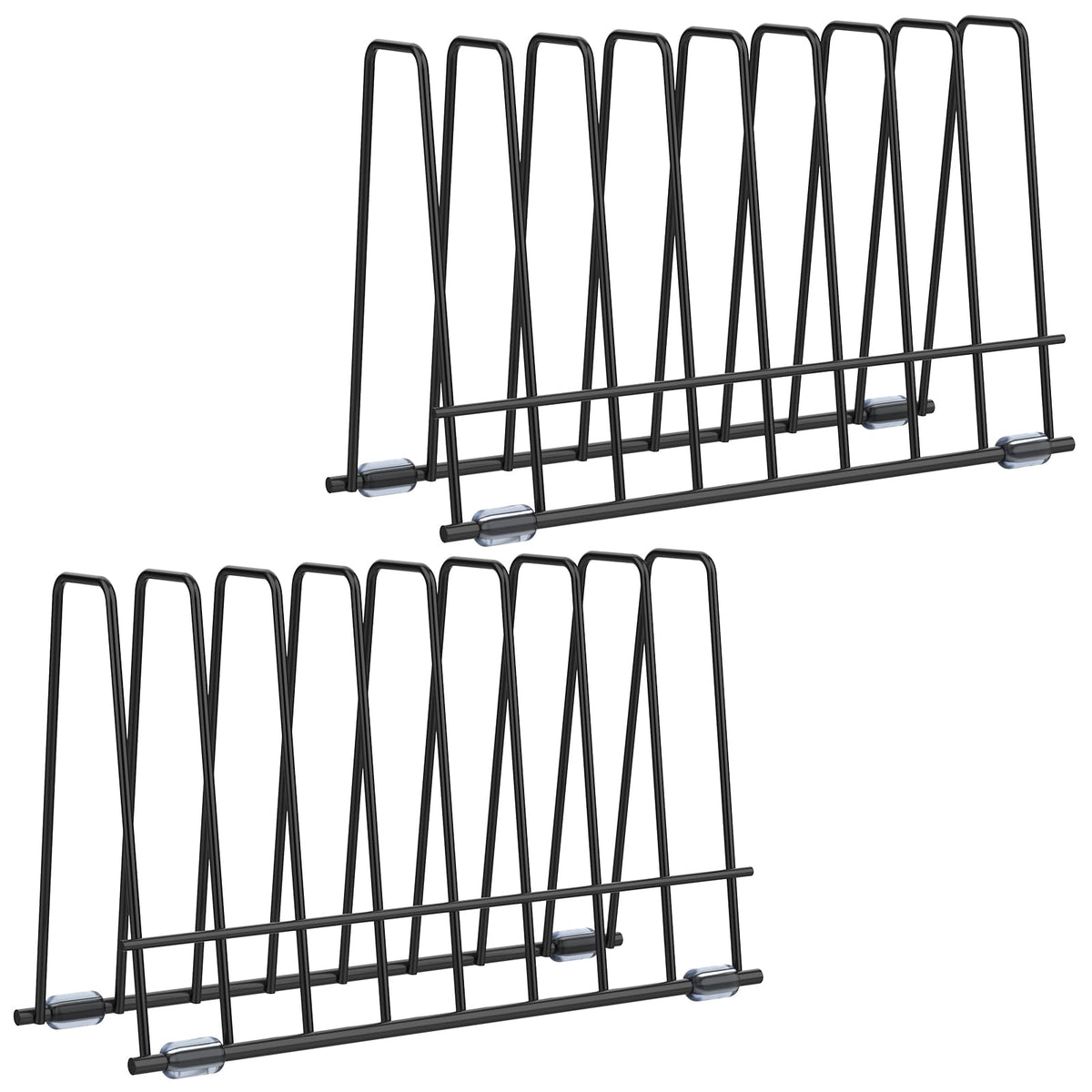 AKAZA 2 Pack Reusable Bags Drying Rack-Multiple Kitchen Storage Organizer for Plastic Gallon Snack Sandwich Bags Desktop Book Shelf Dresser Storage Rack (Black)