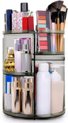sanipoe 360 Rotating Makeup Organizer Spinning Skincare OrganizerCosmetic Display Case with Brush Holder Perfume Tray Multi-Function Storage Carousel for Vanity Bathroom Countertop