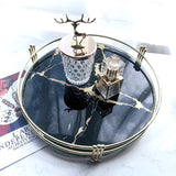 Elegant Marble Pattern Glass Makeup Organizer Tray