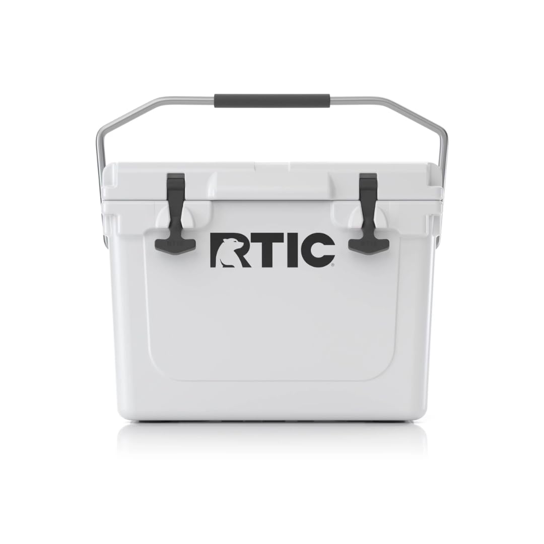 RTIC 20 QT Ultra-Tough Cooler Hard Insulated Portable Ice Chest Box for Beach Drink Beverage Camping Picnic Fishing Boat Barbecue White