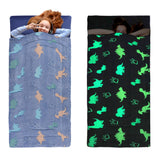 HOMBYS Glow in The Dark Sleeping Bags for 10~12 Years Old Kids Soft Kids Nap Mat with Pillow and Blanket for Daycare School Travel Sleep Bag for Childern Girls Boys Truck Travel Camping
