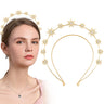 Aswewamt Gold Star Halo Crown Crystal Goddess Headband Rhinestone Halo Wedding Tiara Glitter Bridal Hair Band Headpiece Accessories for Women Girls