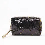 Portable Sequin Makeup Organizer Bag with Zipper Closure