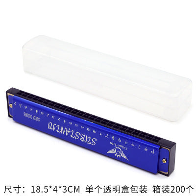 Wooden Painted Harmonica for Kids - 16 Holes Educational Toy
