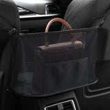 HEVLE Car Net Pocket Handbag Holder Auto Net Pocket Purse Holder Between Front Seats Car Storage Organizer Universal Car Interior Accessories Barrier of Backseat Pet Kids (Black)