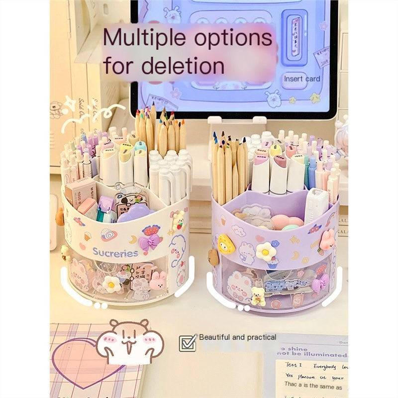 Large Capacity Rotating Pencil Holder Organizer