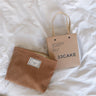 Creamy Beige Brown Camel Makeup Bag