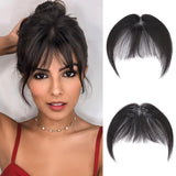 MY-LADY Clip on Bangs for Women Human Hair Fake Bangs Hair Clip 100% Real Human Hair Clip in Bangs for Women French Bangs Hair Pieces with Temples(Natural Black)