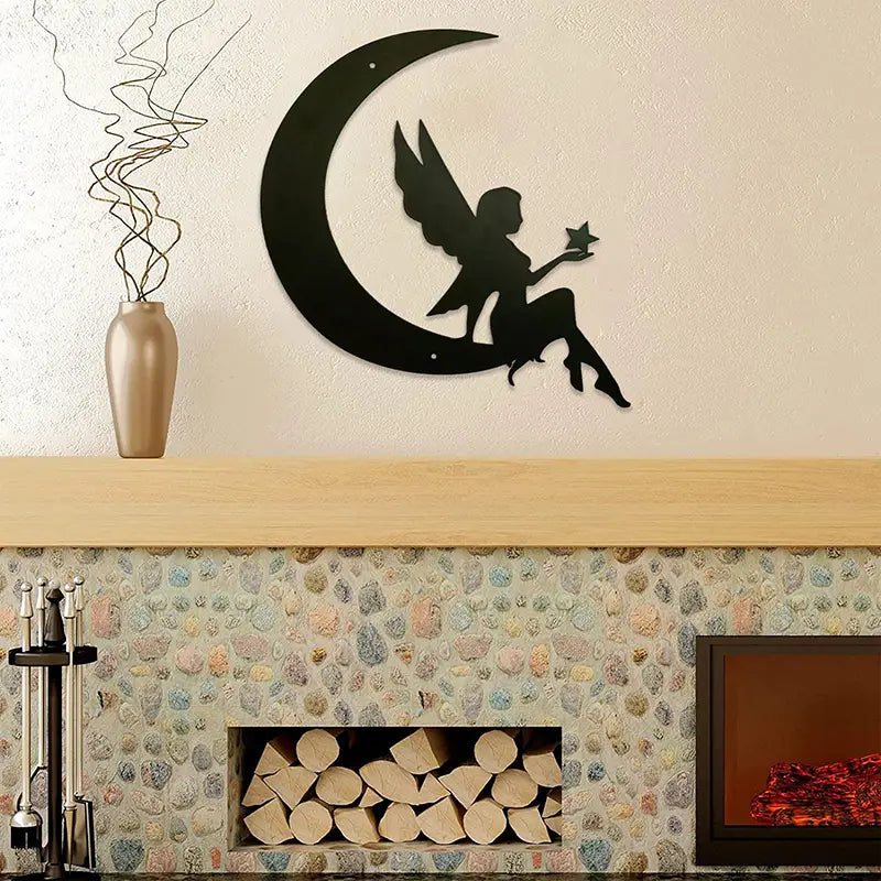 Fairy on the Moon Metal Wall Art for Home Decor