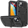 VERYLY Compatible with iPhone 14 Plus Metal Case Heavy Duty Armor Dropproof Aluminum Military Hard Case with Tempered Glass Screen Protector (iPhone 14 Plus Black)
