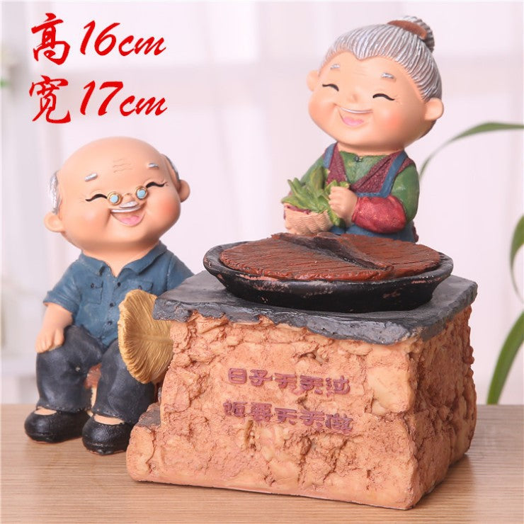 Creative Elderly Couple Figurine for Home Decor Gift