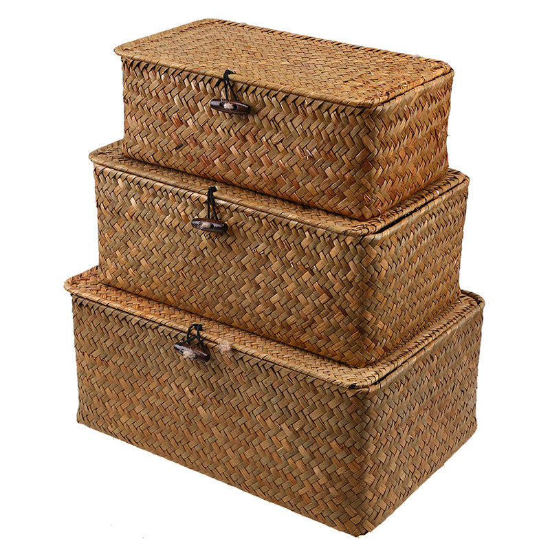 Handmade Seagrass Woven Storage Box with Lid