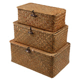 Handmade Seagrass Woven Storage Box with Lid