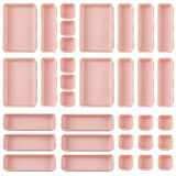 Purpeak 32 Pcs Desk Drawer Organizer Office Organization Tray Versatile Vanity Organizer with Nonslip Pads Makeup Organizer for Divider Drawer Storage Box Container for Kitchen Bedroom (Pink)