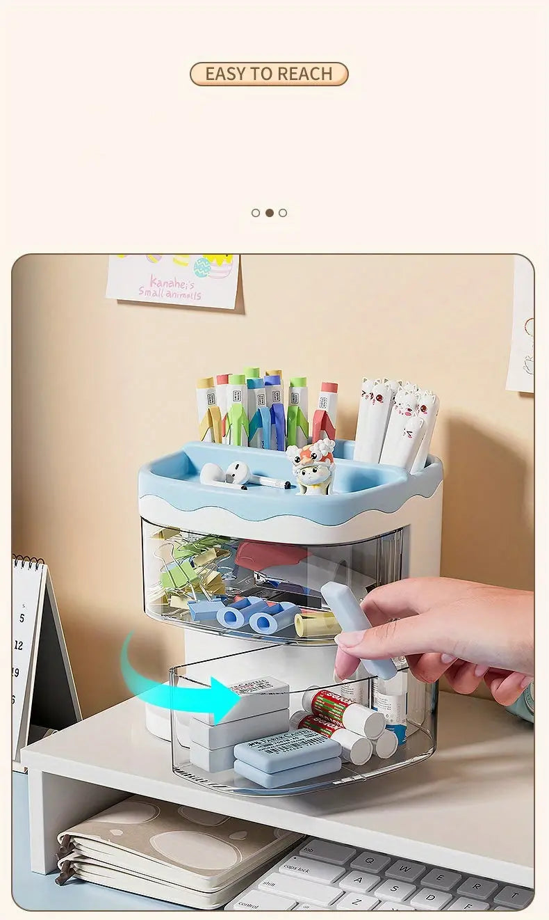 Cute Multi-color Transparent Pen Holder for Desk