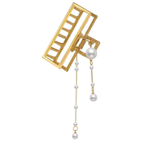 Large Metal Pearl Butterfly Hair Claw Clip for Women