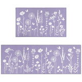 Lavender Purple Kitchen Rug Set of 2- Purple Butterfly Plant Floral Rug Floor Mats Area Rug Carpet Kitchen Decor Accessories Things- Leaves Flower Rugs for Home Kitchen Large- 17x30 and 17x47 Inch