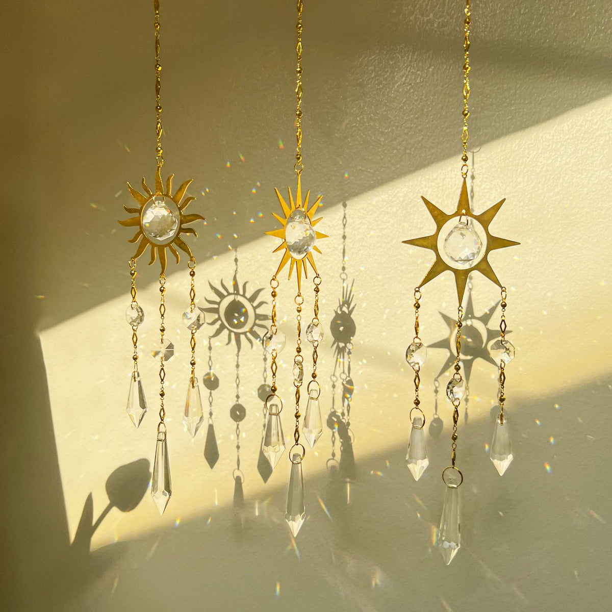 Handmade Metal Wind Chime Car Decor Crystal Sun Catcher