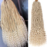 24 Inch New Faux Locs Crochet Hair 7 Packs Long Soft Locs Crochet Braids Hair With Curly Ends Blonde Synthetic Goddess Nu Locs Curly Wavy Braiding Hair for Women (12Strands/pack 613#)